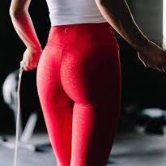 Zyia Red Leopard Scrunchy What Light n Tight Hi-Rise 7/8 - Picture 2 of 13